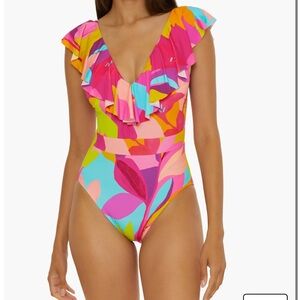 Trina Turk NWT women’s size 6 lilleth vibrant ruffle swimsuit